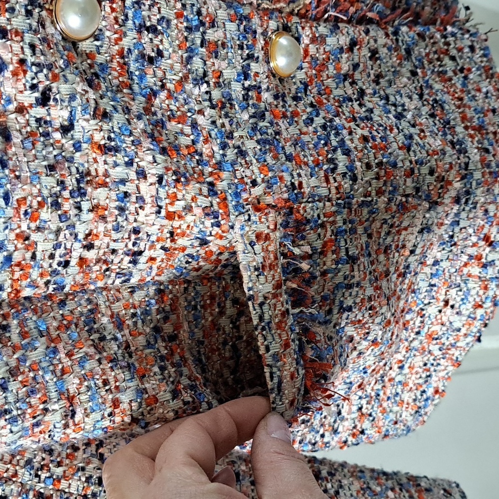 Draper's & Damon's Tweed Pearl Buttons Fun Colorful Chic Dressy Jacket Blazer - Picture 7 of 12